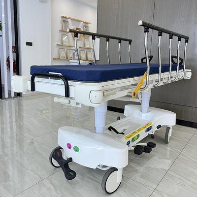 comprar Cama de emergência hidráulica ajustável em altura 2 camadas carro de transporte de pacientes hospitalares Fabricação em linha