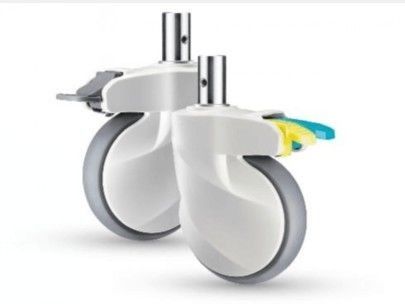 comprar Rodízio médico novo do diâmetro 28 do atuador do controle de central da roda do rodízio da cama 5inch com freio Fabricação em linha