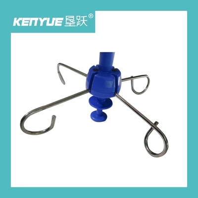 Suporte plástico da infusão do hospital IV do metal azul com gancho