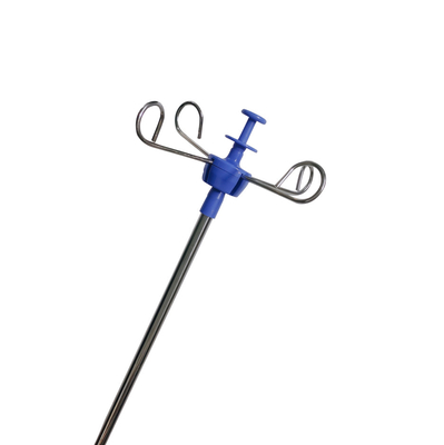 Suporte plástico da infusão do hospital IV do metal azul com gancho