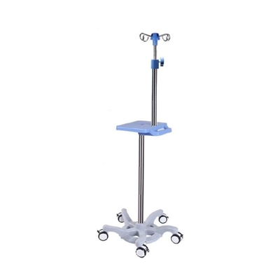 Suporte móvel azul da infusão de aço inoxidável com as rodas removíveis