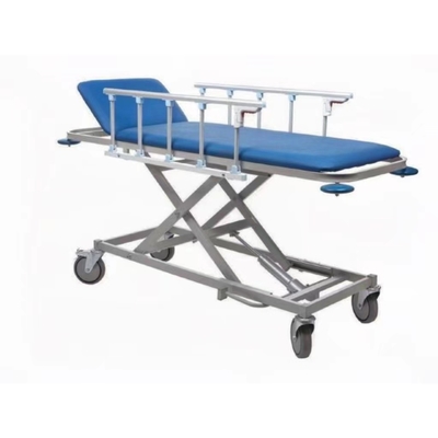 Trole hidráulico especial da maca do hospital azul com quatro rodas