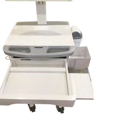 Carro móvel médico branco dos cuidados da informação com rodízio do freio