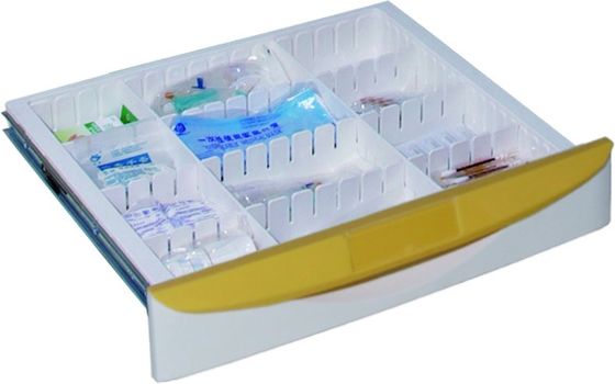 Liga de alumínio 70mm carro médico do trole de 4 cargos com gavetas