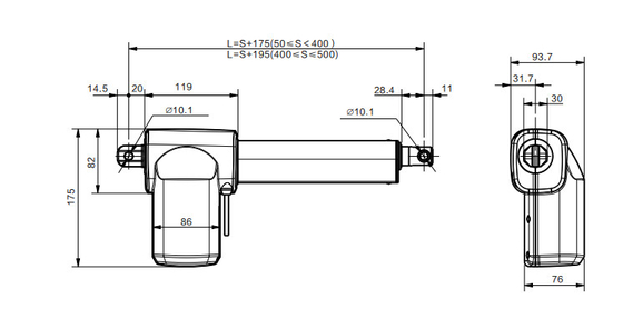 Curso do controlador IPX6W do atuador 24VDC linear opcional para a cama de hospital elétrica