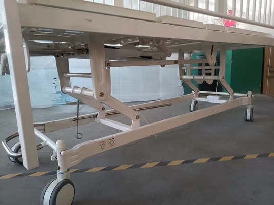 O aço manual aluído da cama de hospital três pulveriza o branco plástico do quadro