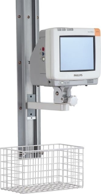 Braço médico branco do trole do monitor com os rodízios universais de 4 polegadas