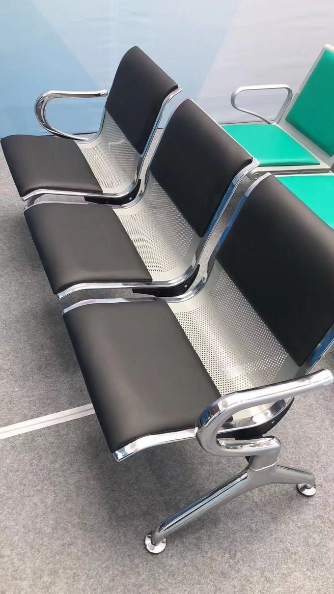 Cadeiras de área de espera de PU de metal para móveis confortáveis de sala de espera 0